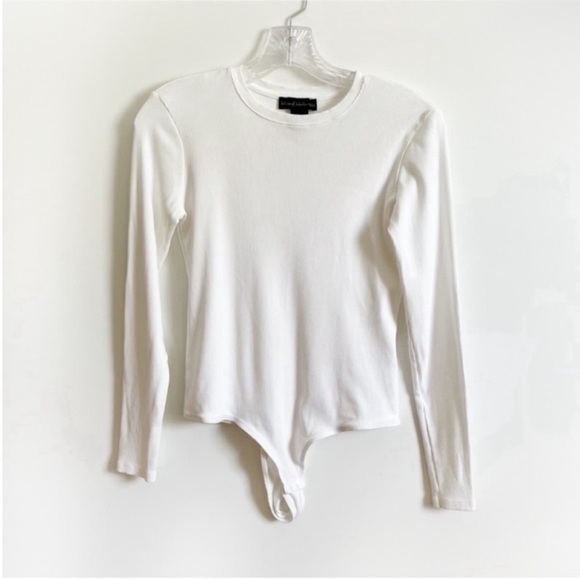 House of Harlow 1960 Tops - House of Harlow 1960 Revolve bodysuit white ribbed long sleeve cheeky
